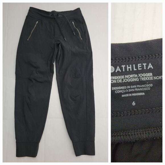 Athleta Pants Womens 6 Trekkie North Jogger Drawstring Athleisure Black - Picture 1 of 10